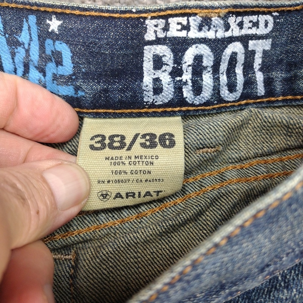 ARIAT M2 Men's 38x36 RELAXED BOOT CUT STITCH 100% COTTON JEANS Mexico Made - Picture 8 of 16